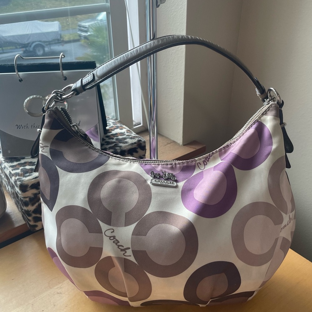 Coach Satin Poppy C convertible shoulder bag w/ crossbody strap